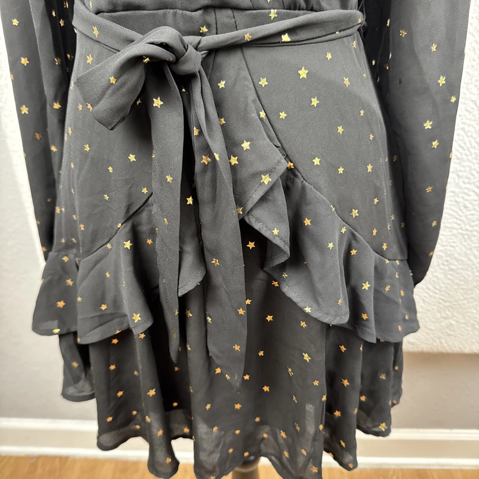 Женщин надежном мини-платье оборки черное золото звезды темно фея прихотливый ведьма M - Изображение 3 из 4