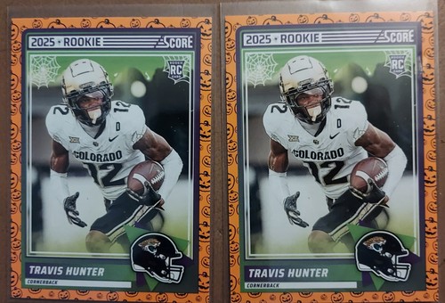 2025 Score A Treat #20 Travis Hunter Lot of 2 RCs - Pumpkin Border