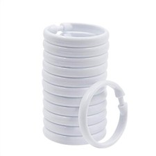 White Shower Curtain Rings 12 Pack Plastic O-Shaped Hooks for Bathroom Shower