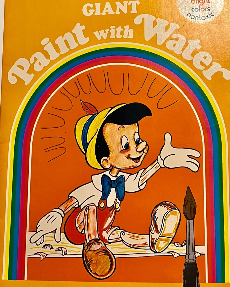 Walt Disney's PINOCCHIO GIANT PAINT WITH WATER ©1974 Whitman Book Mint New Foto 2 de 4