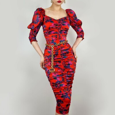 knee length dresses for ladies Montage Monet Rio Midi Dress – BlackMilk Clothing main image 0