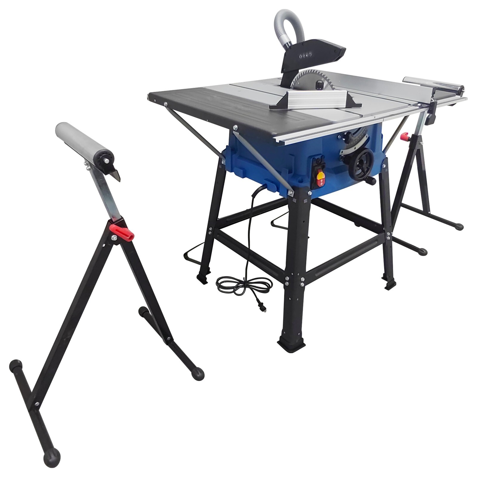 Vertical High Speed Table Saw 220V with Wood Saw Blades & 2 Drum Supports 1800W