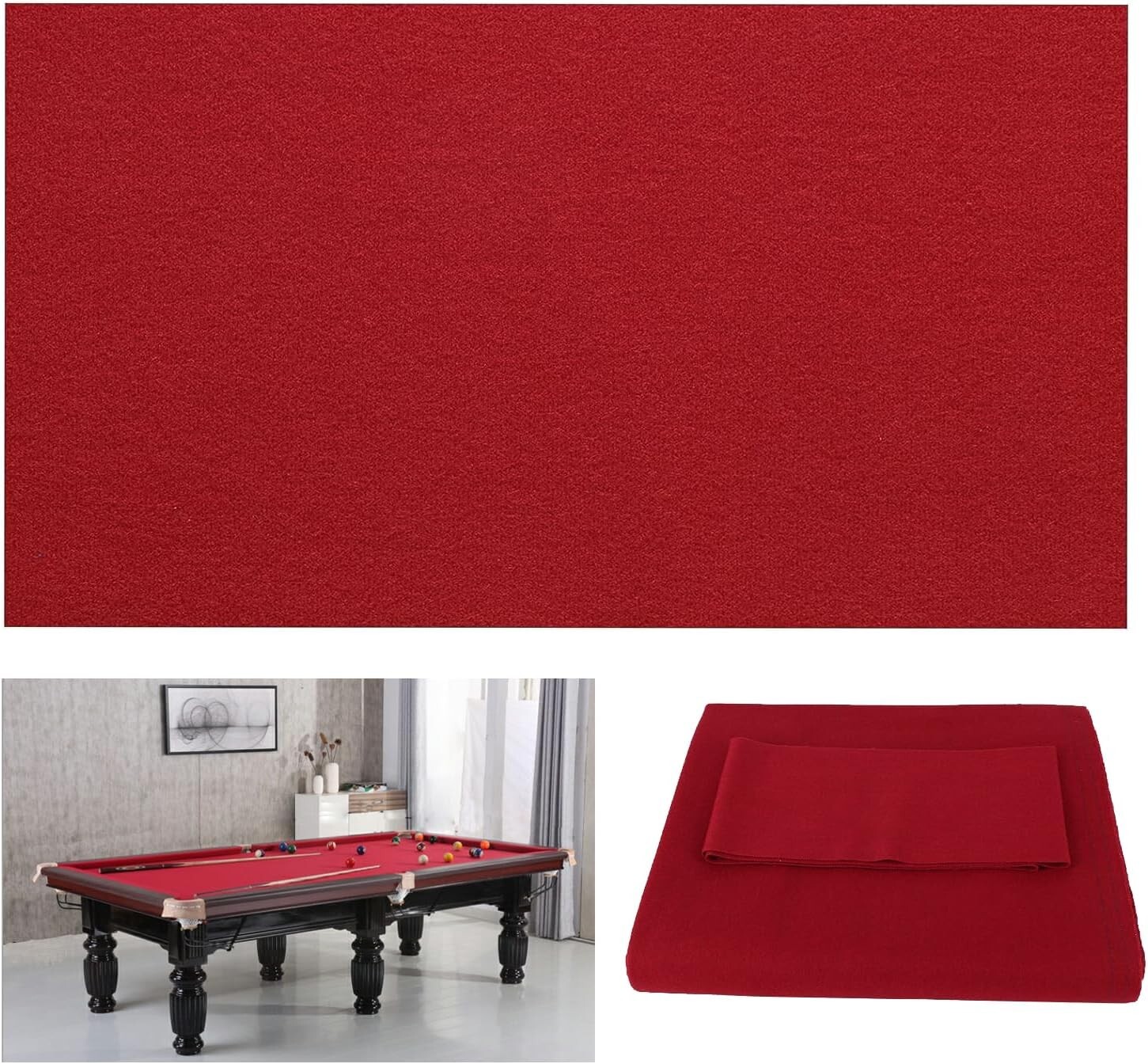 8" Pool Table Felt w/ 6 Cloth Strips, Pre Cut Billiard Table Cloth Felt