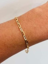 Gold Filled Paperclip Bracelet 3mm Link Waterproof Chain