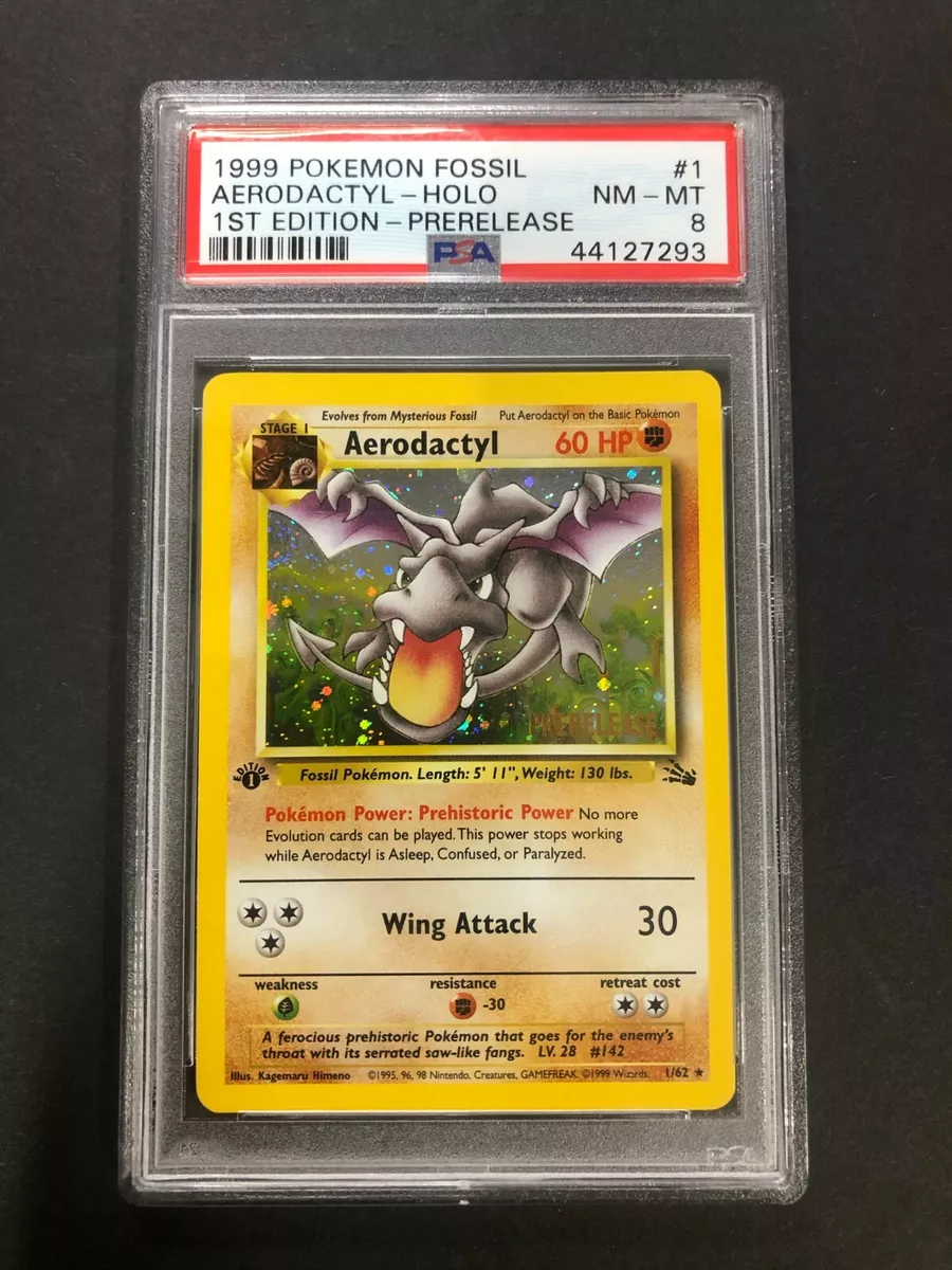 1st Edition Aerodactyl Holo - 1999 Pokemon Fossil - 1/62 PSA 8 NEAR MINT