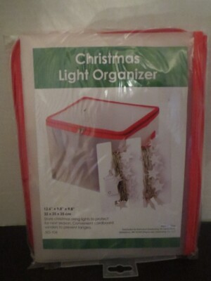 CHRISTMAS STRING LIGHT STORAGE CONTAINER ORGANIZER W/ ZIP CLOSE - New In Package
