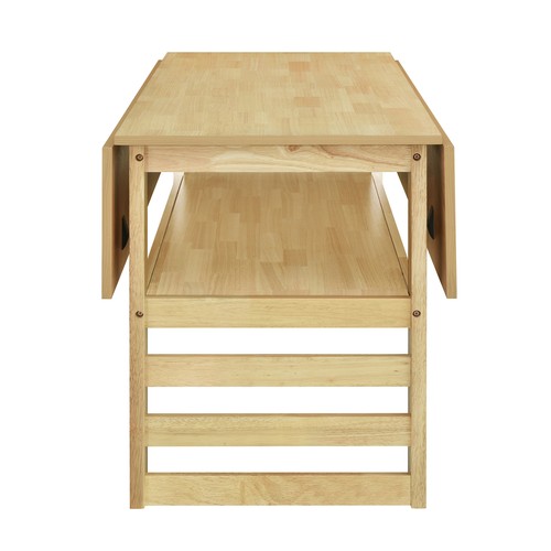 5Pieces 47.2"Extendable Square Dining Table Set Two Drop Leaves 4 Chairs Natural - Picture 9 of 20