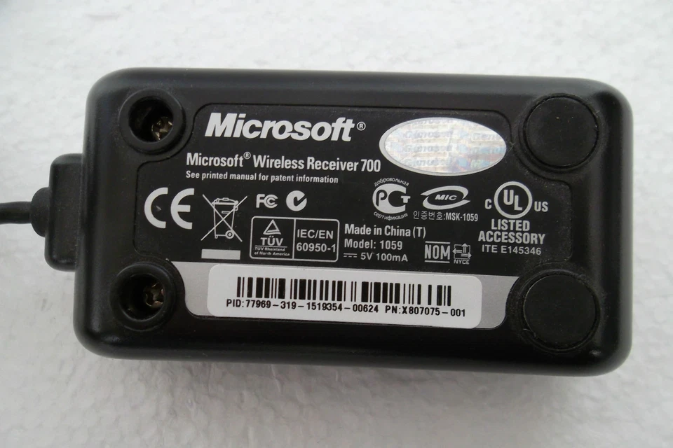 Microsoft Wireless Receiver 700 Mouse w/Dongle 1059 1061 X807075-001 X807102-001 - Image 4 of 4