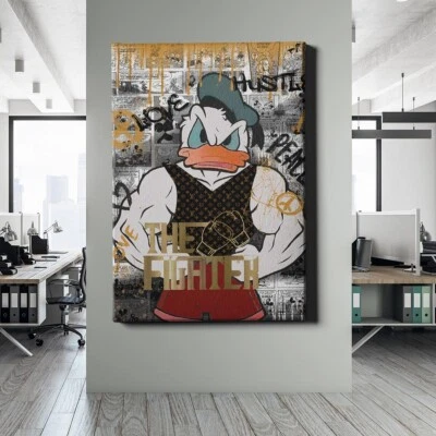 ✅WANDBILD LEINWAND, ACRYLGLAS DONALD DUCK FIGHTER LOVE HUSTLE WANDBILD PREMIUM - Bild 1 von 4