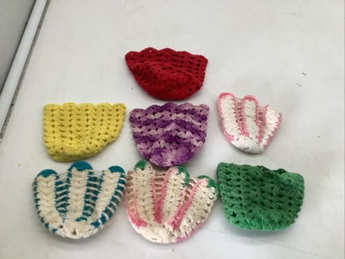 Crochet Glass Holders Coozy Cozy Jar Cover Granny Core Multicolor Lot Of 7