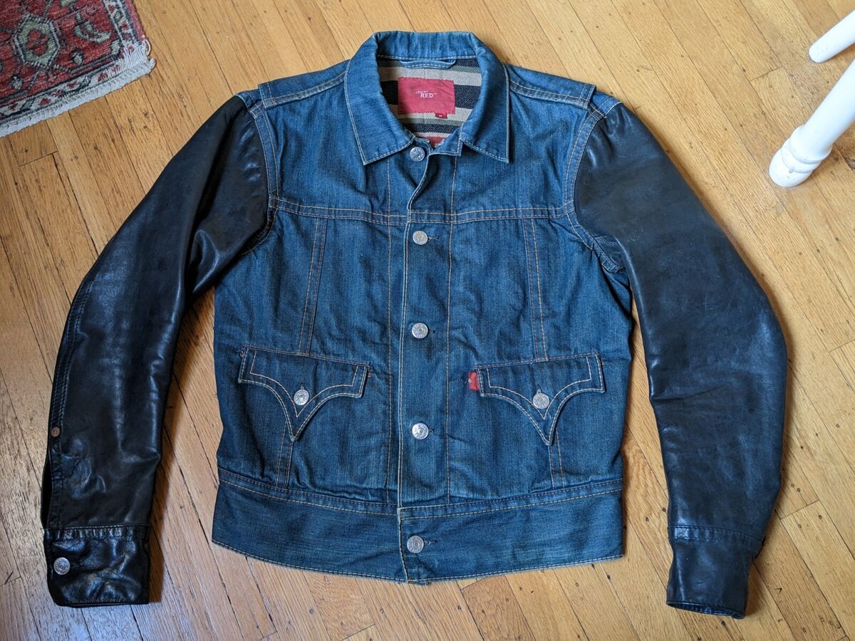 LEVI RED COLLECTION TYPE 4 TRUCKER JACKET M DENIM LEATHER LEVI RED COLLECTION TYPE 4 TRUCKER JACKET M DENIM LEATHER