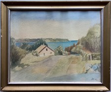 Aquarell B. Sch. Haus am Meer Ostsee Küste Strand wohl Dänemark