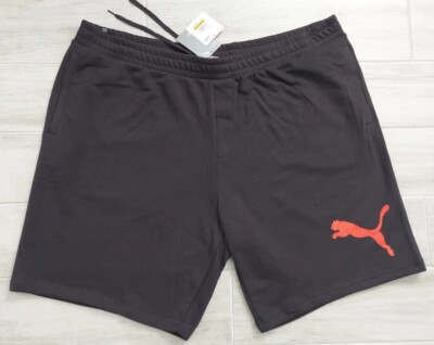 PUMA Men's Faux Embroidered Logo Cat Relaxed Fit Black Shorts - Main Image
