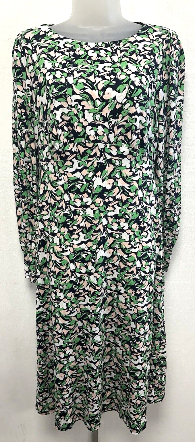 NEW! Phase Eight UK12 black floral Sonia Smudge long-sleeved jersey lined dress