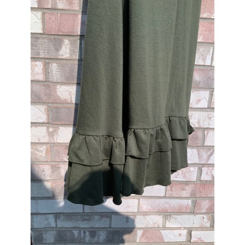 Beyove Olive Green Tank Dress Ruffle Hem Sleeveless Casual Comfy Size L - Picture 5 of 6