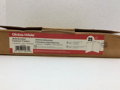 Globe-Weis Antimicrobial Faster Folders, Manila,  2'' Expansions, Letter, 25 Box 