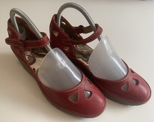 FLY LONDON - Women’s Yuna Red Leather wedge Shoes - UK SIZE 5 / EUR 38