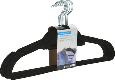 1 bis 100 Kleiderbügel Samt schwarz oder grau mit Krawattenhalter 45cm 