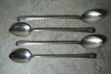 4 WM Rogers Mfg Co AA IS Silver Plate Flatware Silverware - Ice Tea Spoon