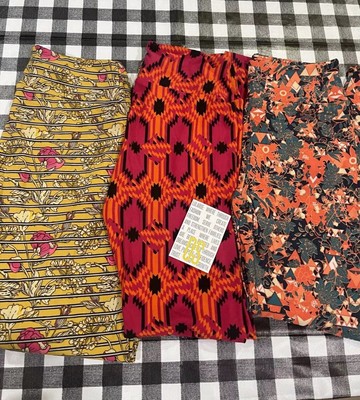 Lularoe OS one size  Leggings 3 pack u get 3 orange pink yellow stripes  NWT