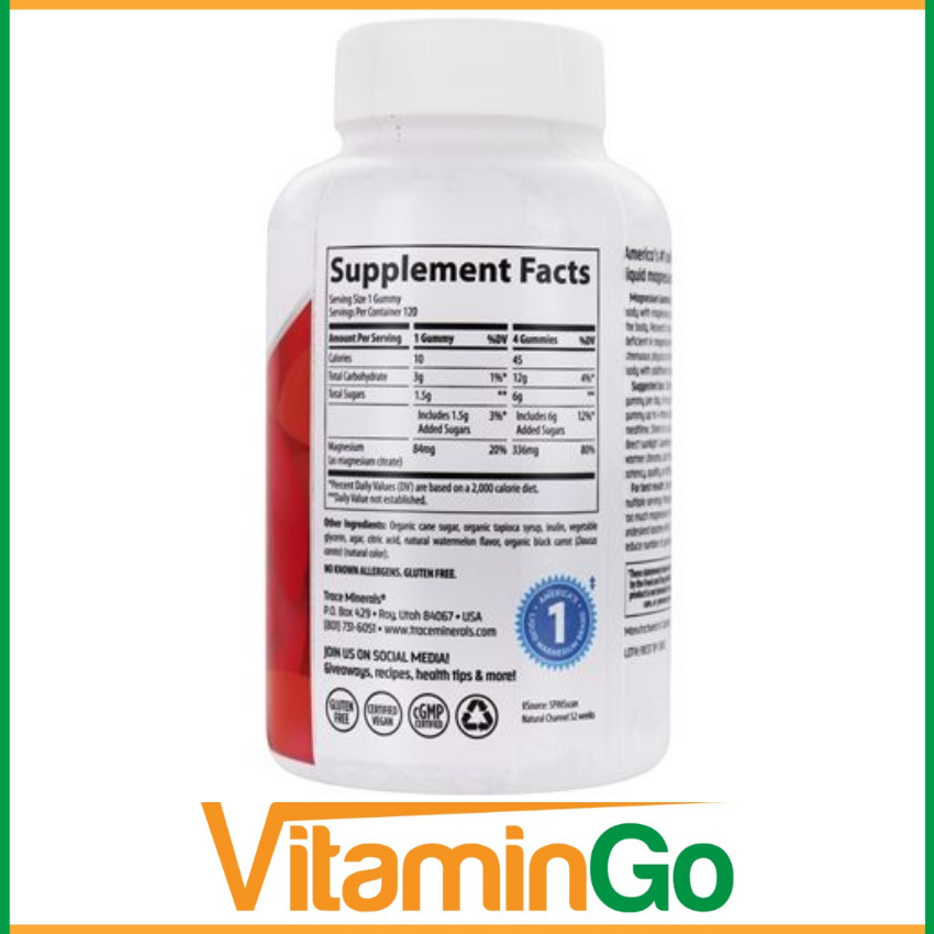 Trace Minerals Magnesium Gummies Watermelon Flavor 120 Gummies UK