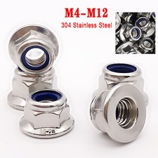 M4 M5 M6 M8 M10 M12 A2 Stainless Steel Flanged Nyloc Nuts Flange Nut DIN 6926