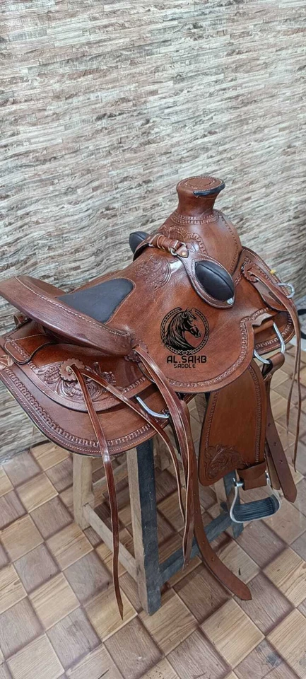 Big Horn Wade Tree a Fork 高级西部皮革 Roping Ranch 马鞍 — 第 4/4 张图片