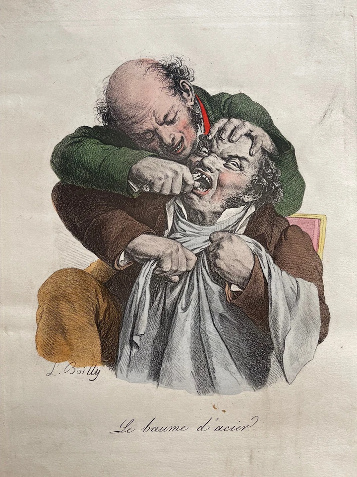 Caricature dentiste Boilly original XIXème grande lithographie signée - Photo 3/4