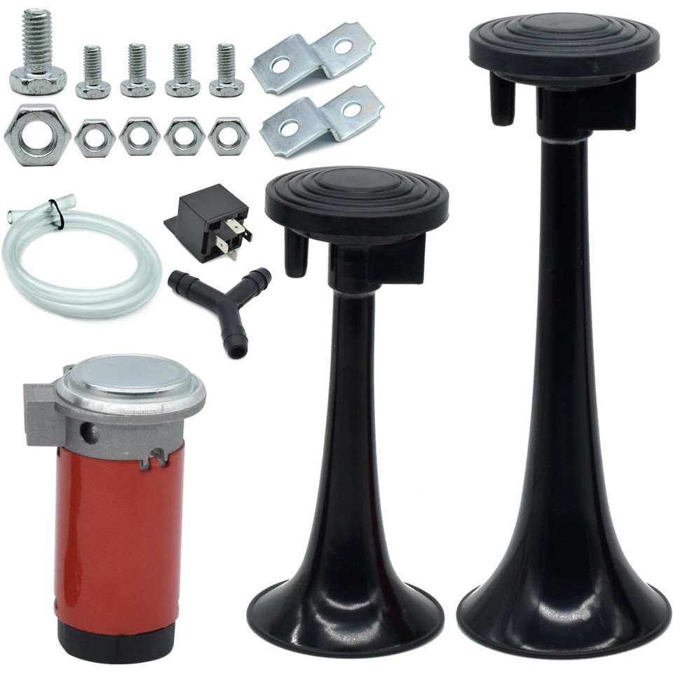 Universal 12V 135db Loud Dual Trumpet Air Compressor Horn For Car