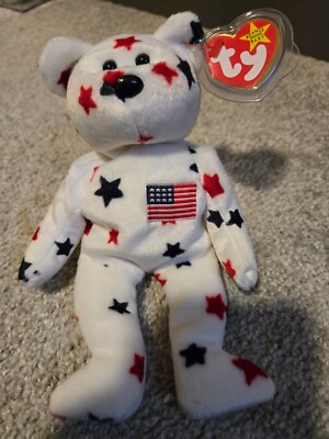 Vintage 1998 Ty Beanie Babies Glory the Bear Plush Toy 5th/6th Gen, P.E. Pellets