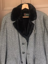 Vtg McGregor Mens Pile Lined  Collar  Lapel Button Front Wool Coat Size 44