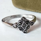 Vintage Art Deco 925 Sterling Silver Marcasite Ring Size O 1/2