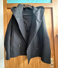 Balmain Paris Mantel schwarz Kapuze doppelrei...