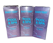 EASYTEST  3 PACK 7-Way Pool & Spa Test Strips 150/Strips Per box. FREE SHIPPING