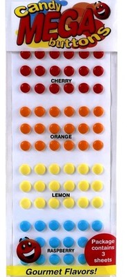 Candy Buttons - Mega Buttons 4 Flavors Cherry orange lemon raspberry 216 Buttons