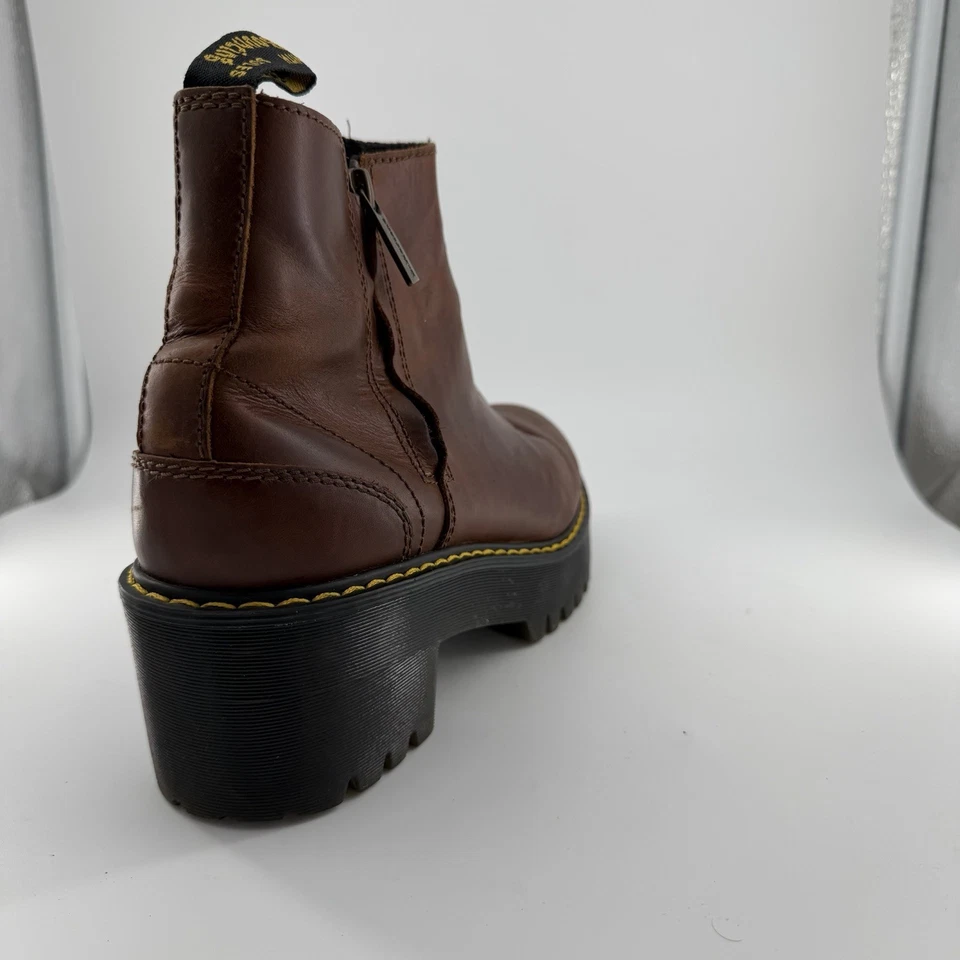 DR. MARTENS Rometty Wyoming Leather Platform Chelsea Boots - Brown - US 9-EU 39 - Image 3 of 4