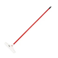 Heavy Duty Carpet Rake, 12 Inch Wide, 51 Inch Long Handle, Red