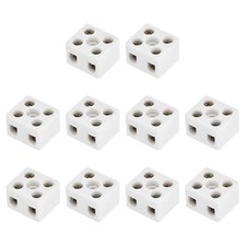 10Pcs 10A 2 Way Ceramics Terminal Blocks 21x20x14 mm for Electric Wire Cable