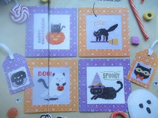 Stickvorlage "Halloween Grußkarten Anhänger" 6 Kreuzstichmotive M.Johanson