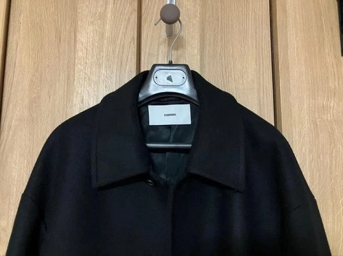 STUDIOUS Cashmere Wool Balmacaan Coat Black Size 3 Lightweight Japan image 2