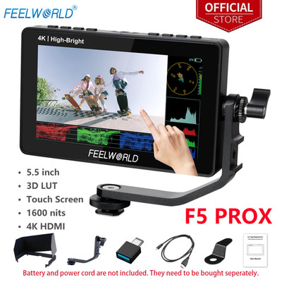FEELWORLD F5 PROX 5.5 in DSLR Camera Field Monitor HD 1600nits Bright Touch HDMI