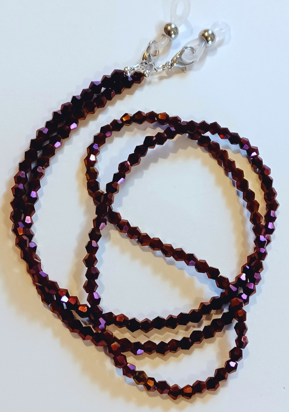 NEW! EYEGLASS CHAIN 27" METALLIC MAGENTA Beaded Holder Strap Reading Glasses