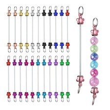 24 Pcs Flower Beaded Keychain Bar Bulk Blank for DIY, Multicolor2