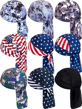 9 Pieces Doo Rag Skull Cap for Men Women, Sweat Wicking Doo Rag Cooling Dew R...