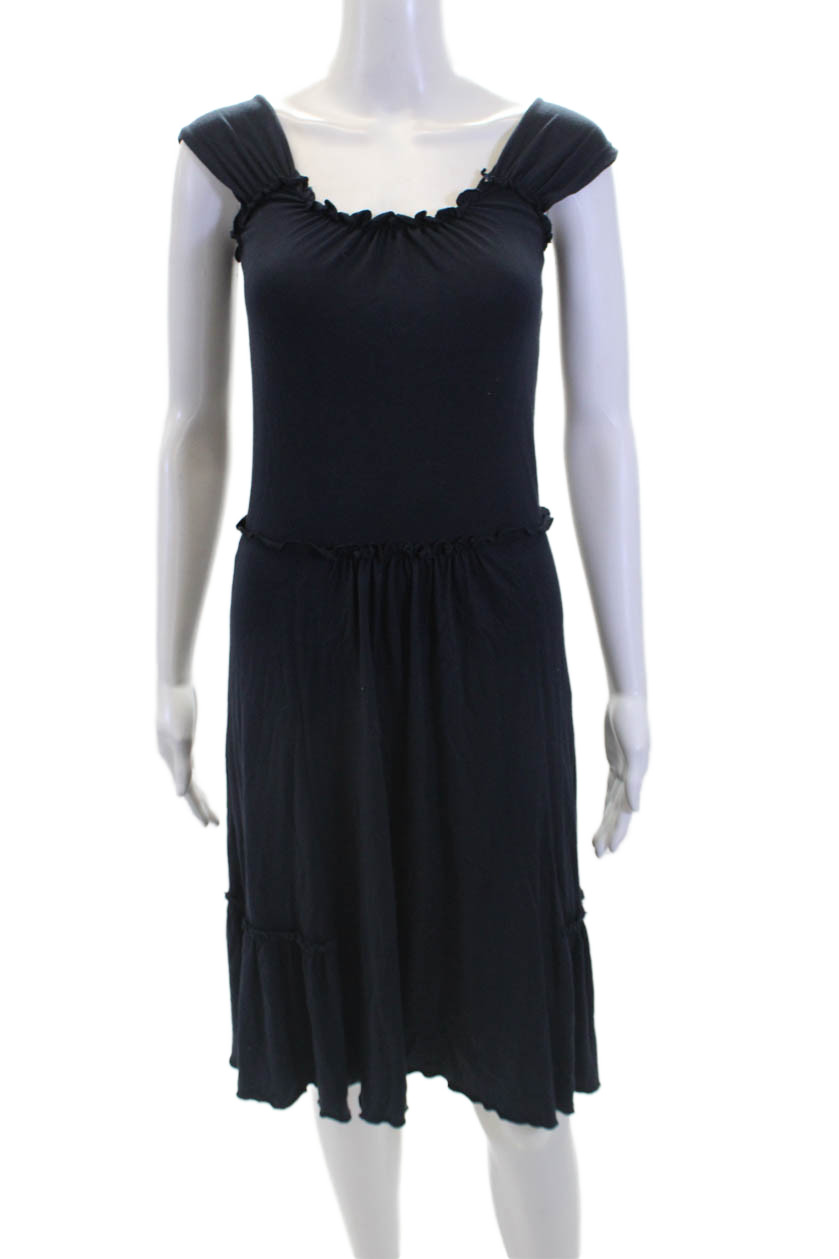Peruvian Connection Womens Ruffle Scoop Neck Sleeveless Shift Dress Navy Size XSFree Shipping in US $100+ Orders | $6.95 Orders Below