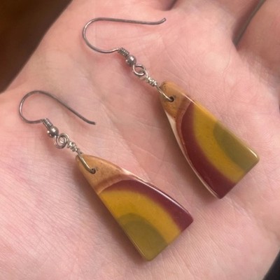 Mookaite Jasper Sterling Silver Earrings Artisan Handmade Studio Art Jewelry 925