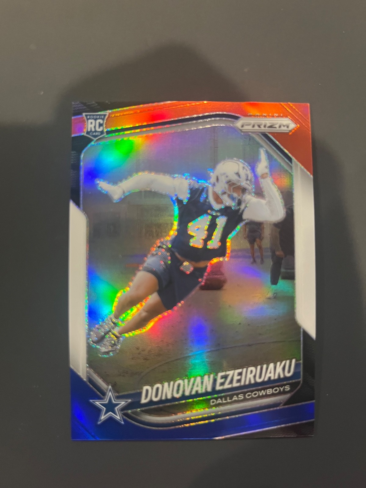 2025 Panini Prizm Donovan Ezeiruaku Red White & Blue Prizm RC #314 Cowboys