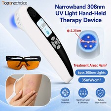 Handheld 308nm UVB Light Therapy 6 LEDs LCD 35mW/cm2 Rechargeable Home Skin Care