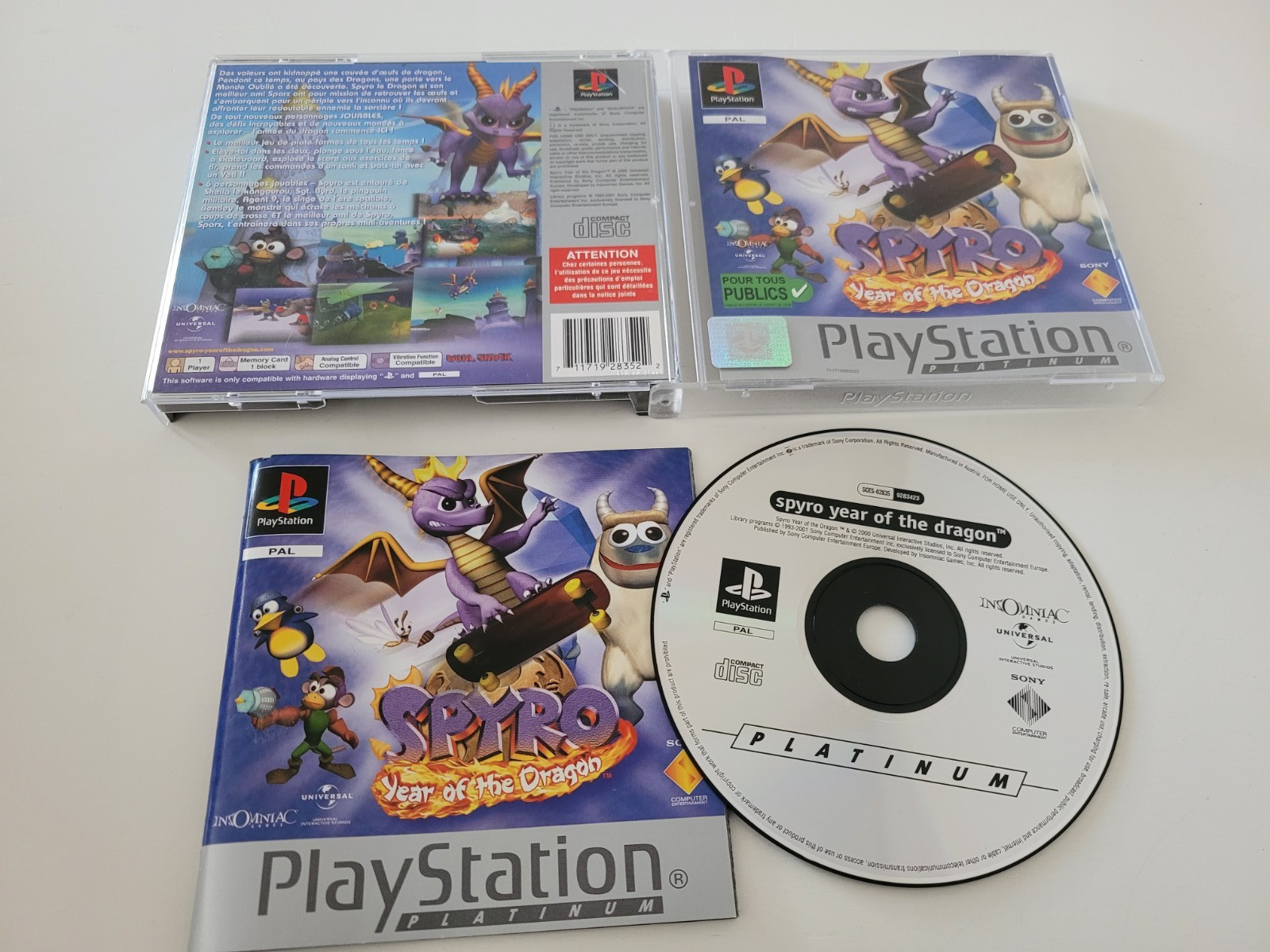 Jeu PS1 Spyro 3 Year Of The Dragon – Version Française, Boîtier Seul, Sans Notice