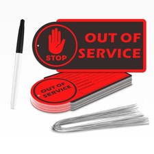 Plastic Out of Service Tags 60 Pack - Red, Waterproof, Reusable Maintenance